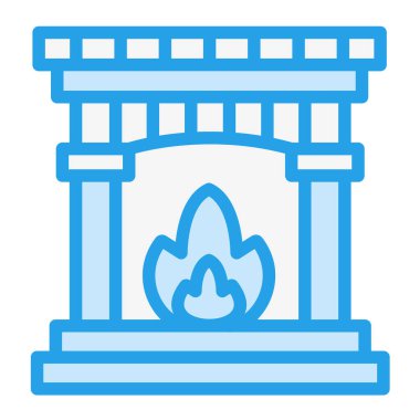 Şömine Vektörü Simgesi Tasarımı Çizimi