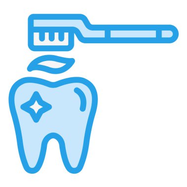 Diş Temizleme Vektörü Simgesi Tasarım İllüstrasyonu