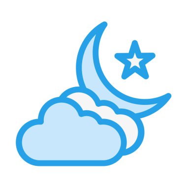 Bulut ve Ay Vektörü Simgesi Tasarım İllüstrasyonu