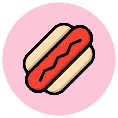 Hot dog Vektör Simgesi Tasarım Çizimi