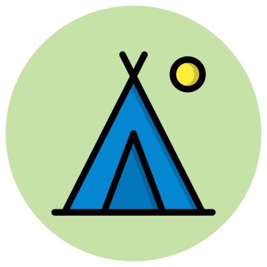 Kamp Vektörü Simgesi Tasarım İllüstrasyonu