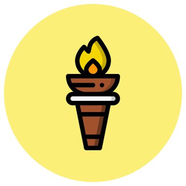 Ateş Vektörü Simgesi Tasarım İllüstrasyonu