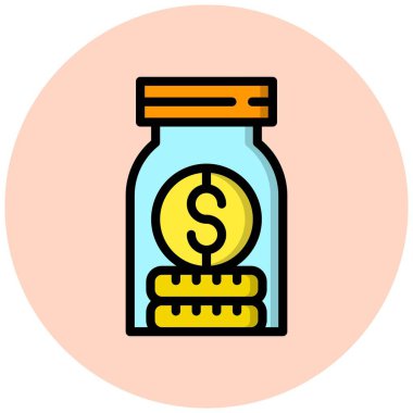 Para kavanozu Vektör Simgesi Tasarım İllüstrasyonu