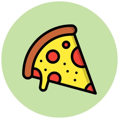 Pizza Vektörü Simgesi Tasarım İllüstrasyonu