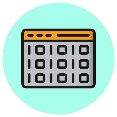 İkili Kod Vektörü Simge Tasarımı İllüstrasyonu