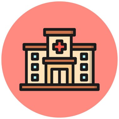 Hastane Vektör Simgesi Tasarım İllüstrasyonu