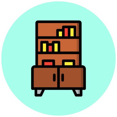 Kitaplık Vektör Simgesi Tasarım İllüstrasyonu