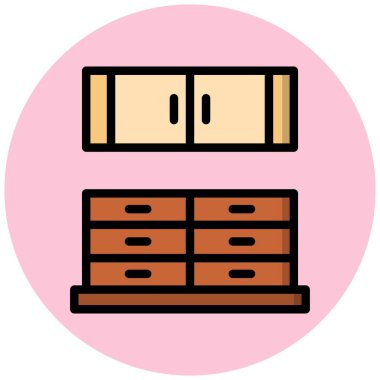 Mutfak Kabine Vektör Simgesi Tasarım İllüstrasyonu