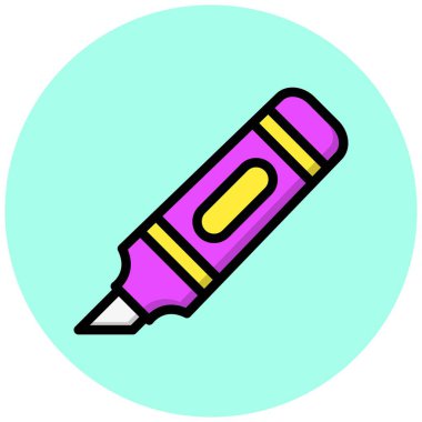 Vurgulayıcı Vektör Simgesi Tasarım İllüstrasyonu