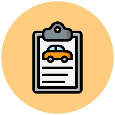 Araba Belgesi Vektör Simgesi Tasarım İllüstrasyonu