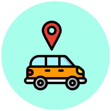 Araba servisi konumu Vektör Simgesi Tasarım İllüstrasyonu