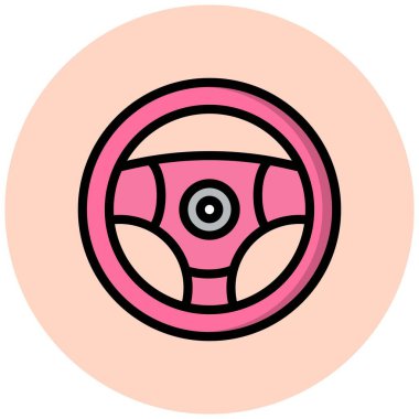 Direksiyon Tekerleği Vektör Simgesi Tasarım İllüstrasyonu