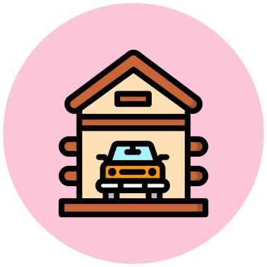 Garaj Vektörü Simgesi Tasarım İllüstrasyonu