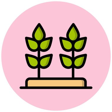 Bitki Vektörü Simgesi Tasarım İllüstrasyonu