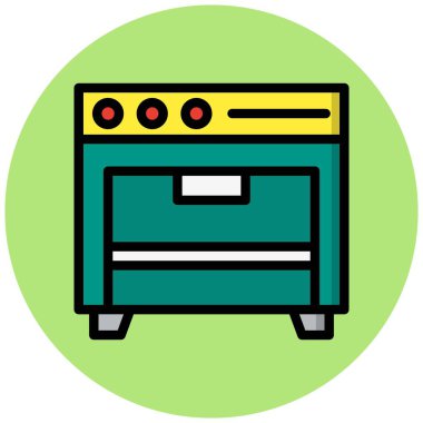 Pişirme Sobası Vektör Simgesi Tasarım İllüstrasyonu