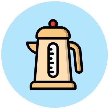 Elektrikli Kettle Vektör Simgesi Tasarım Çizimi