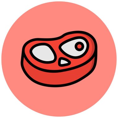 Biftek Vektörü Simgesi Tasarımı Çizimi