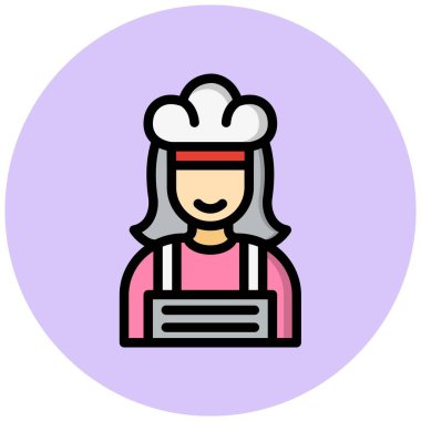 Kadın Şef Vektör Simgesi Tasarım İllüstrasyonu