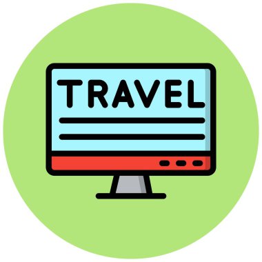 Seyahat Vektörü Simgesi Tasarım Çizimi