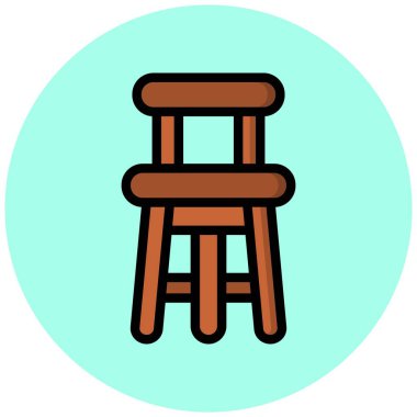 Bar Tabure Vektörü Simgesi Tasarım İllüstrasyonu