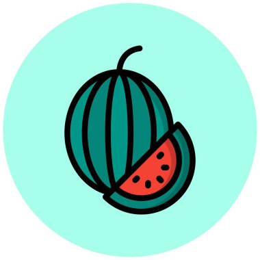 Karpuz Vektör Simgesi Tasarım Çizimi