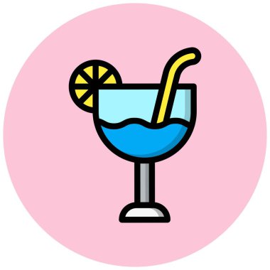 Kokteyl Vektör Simgesi Tasarım İllüstrasyonu