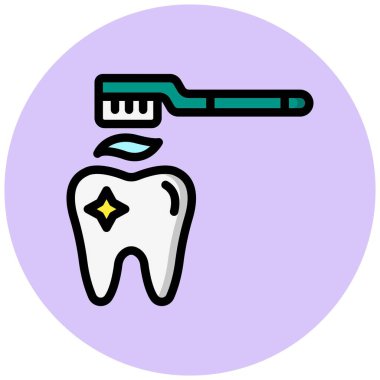 Diş Temizleme Vektörü Simgesi Tasarım İllüstrasyonu