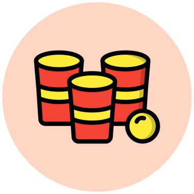 Bira Pong Vektör Simgesi Tasarım İllüstrasyonu