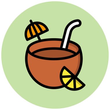 Hindistan cevizi Su Vektörü Simgesi Tasarım Çizimi