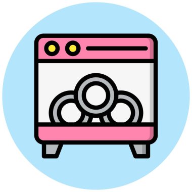 Bulaşık Makinesi Vektör Simgesi Tasarım İllüstrasyonu