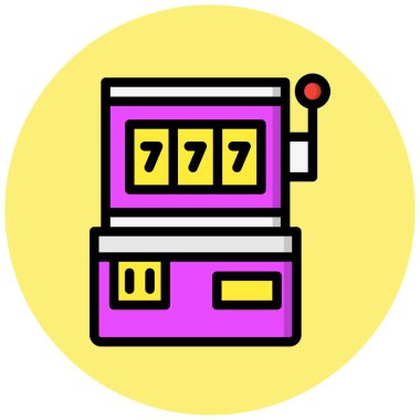 Slot Makinesi Vektör Simgesi Tasarım İllüstrasyonu