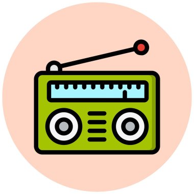 Radyo Vektörü Simgesi Tasarım İllüstrasyonu