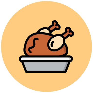 Kızarmış Tavuk Vektör Simgesi Tasarım Çizimi