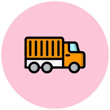 Teslimat Kamyonu Vektör Simgesi Tasarımı İllüstrasyonu