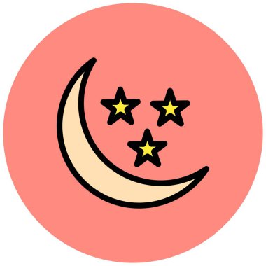 Ay ve Yıldız Vektör Simgesi Tasarım Çizimi