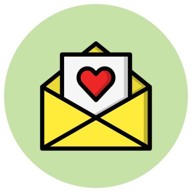 Aşk Mektubu Vektör Simgesi Tasarım İllüstrasyonu