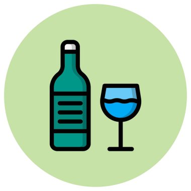 Şampanya Vektörü Simgesi Tasarım İllüstrasyonu