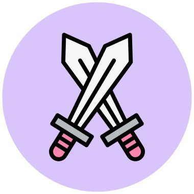 Kılıç Vektörü Simgesi Tasarım İllüstrasyonu