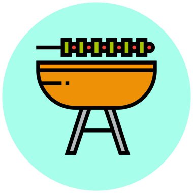 Barbekü Vektör Simgesi Tasarım Çizimi