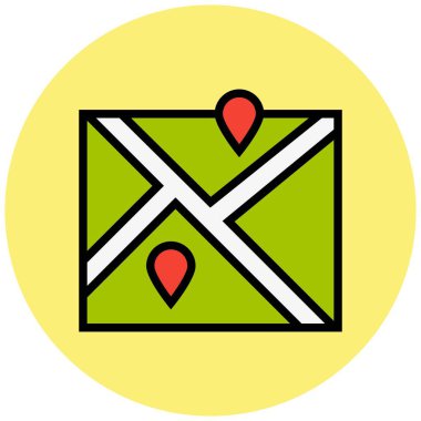 Harita Vektörü Simgesi Tasarım İllüstrasyonu