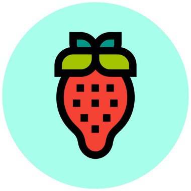 Çilek Vektörü Simgesi Tasarım İllüstrasyonu