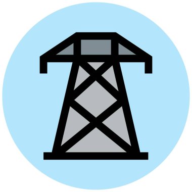 Elektrik Kulesi Vektör Simgesi Tasarım Çizimi