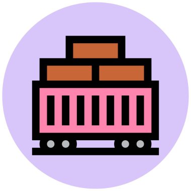 Kargo Treni Vektör Simgesi Tasarım İllüstrasyonu