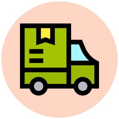 Teslimat Kamyonu Vektör Simgesi Tasarımı İllüstrasyonu