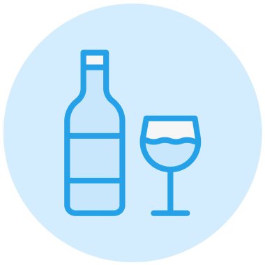 Şarap Vektörü Simgesi Tasarım Çizimi