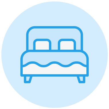 Çift yatak Vektör Simgesi Tasarım Çizimi