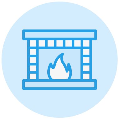 Şömine Vektörü Simgesi Tasarımı Çizimi