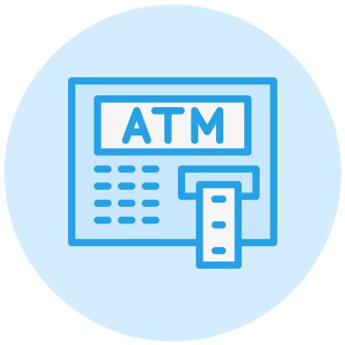 ATM Makinesi Vektör Simgesi Tasarım İllüstrasyonu