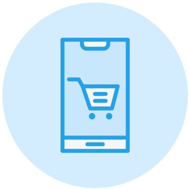 Mobil Alışveriş Vektörü Simgesi Tasarım İllüstrasyonu