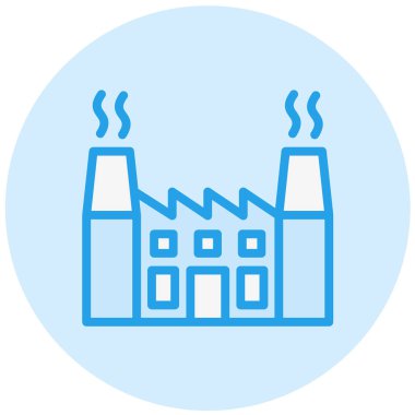 Nükleer Santral Vektör Simgesi Tasarım İllüstrasyonu